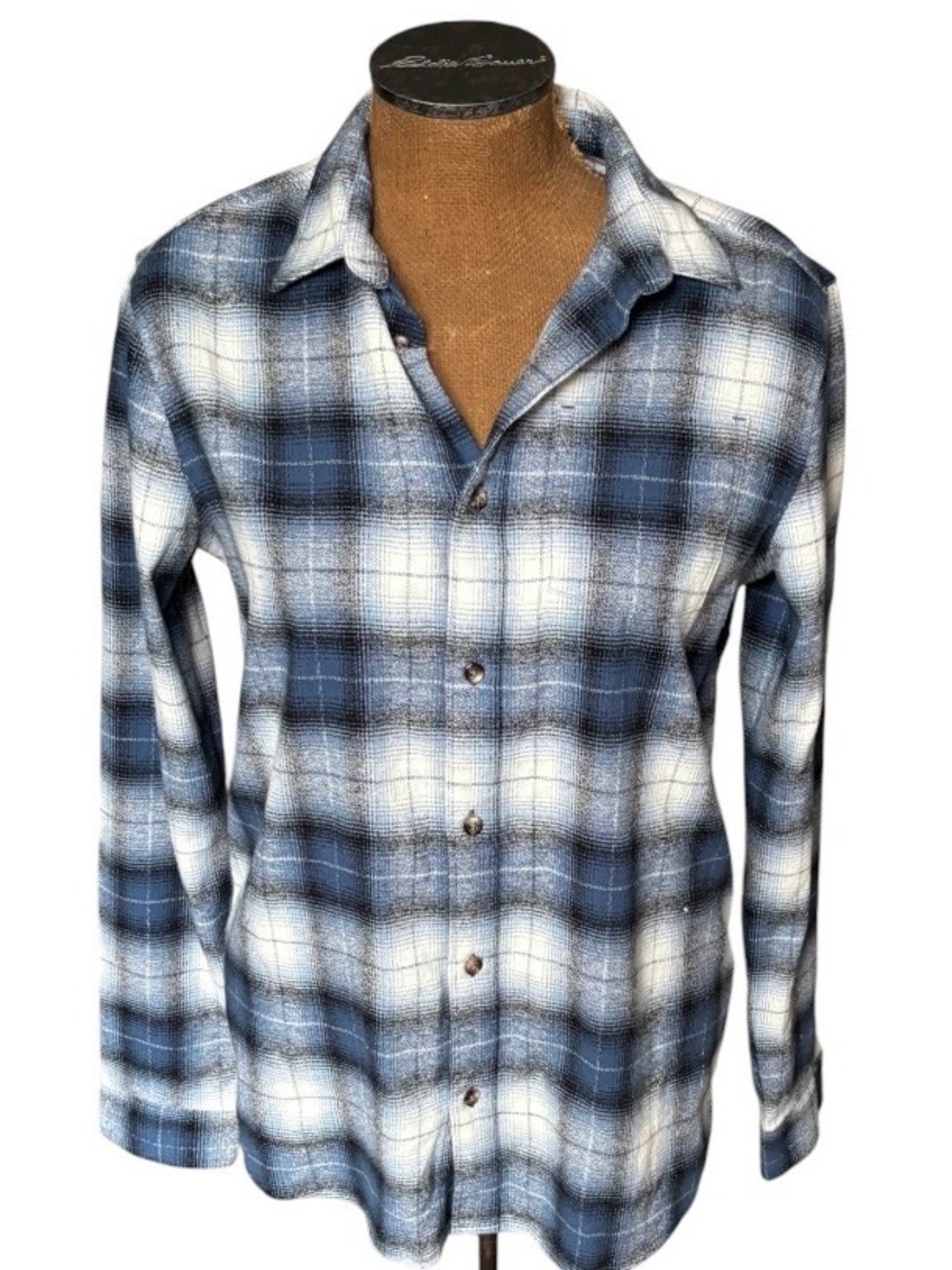 Colorful Planet Blue Plaid Button-Up Shirt - Classic Long Sleeve Size XXL 18/20